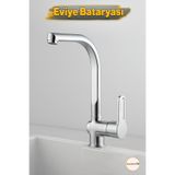 Badem10 Premium Sıcak Soğuk Ayarlı Tek Kollu Aç Kapa Krom Lavabo Eviye Bataryası Modern Duvar Tipi Armatür