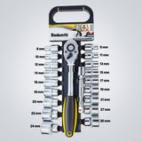 Badem10 Profesyonel 1/2" Lokma Anahtar Seti 20 Parça Profesyonel Çok Amaçlı Tamir Bakım Lokma Takımı - Krom