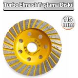 Badem10 Profesyonel Turbo Elmaslı Taşlama Diski 115MM Metal Beton Granit Seramik Kesme Yüksek Performans - Çok Renkli