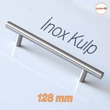 Badem10 Pürüzsüz Inox Metal Kulp (128 mm - 12.8 Cm) Mobilya Mutfak Çekmece Dolap Dolabı Kulbu Kulpu Kulpları