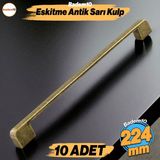 Badem10 Radus 10 Adet Antik Sarı Metal Kulp 224 mm 22.4 cm Mobilya Çekmece Mutfak Dolap Kulpları