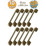 Badem10 Radus Eskitme Antik Sarı 128 Mm Metal Mobilya Mutfak Çekmece Dolap Kulpu Kulbu Kulpları 10 Adet