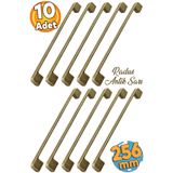 Badem10 Radus Eskitme Antik Sarı 256 Mm Metal Mobilya Mutfak Çekmece Dolap Kulpu Kulbu Kulpları 10 Adet