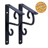 Badem10 Raf Altı Raf Tutucu Ayak Ferforje Siyah 150x110 mm 2 ADET