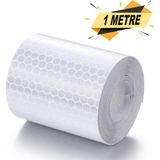 Badem10 Reflektörlü Fosforlu Şerit Bant Beyaz İkaz Bandı 1 Metre