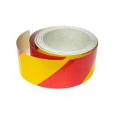 Badem10 Reflektörlü Yapışkanlı Parlayan Fosfor Sarı Kırmızı Reflektif Düz Şerit Bant 7.5 cm 1 mt Ikaz Bandı