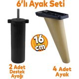 Badem10 Regnum 6'lı Set Mobilya Tv Ünitesi Çekyat Koltuk Kanepe Destek Yükseltici Ayağı 16 cm Kahve Ayakları M8 Civatalı