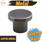 Badem10 Rezene Antik Nikel Kulp Düğme Tek Vidalı Çekmece Mutfak Mobilya Dolabı Dolap Metal Kulp