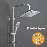 Badem10 Robot Tepe Duş Seti Takımı Shower Yağmurlama Dikdörtgen Banyo Masaj Duş Başlığı Sistemi Krom