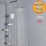Badem10 Robot Tepe Duş Seti Takımı Shower Yağmurlama Kare Banyo Masaj Duş Başlığı Sistemi Krom