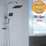 Badem10 Robot Tepe Duş Seti Takımı Shower Yağmurlama Kare Banyo Masaj Duş Başlığı Sistemi Siyah Krom
