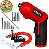 Badem10 Rodex RDX3085 Akülü Vidalama Şarjlı Tornavida Vidalama Ucu Seti+İzeltaş-Klytek Matkap Bits Uç Düz Yıldız Torx (25 PARÇA)
