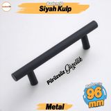 Badem10 Rosemary Mat Siyah Metal Kulp 96 mm 9.6 cm Mobilya Mutfak Çekmece Dolap Dolabı Kulplar