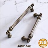 Badem10 Şah 128 mm Antik Sarı Kulp Metal Dolap Mobilya Çekmece Kapak Kulpları Mutfak Kulb Dolabı Kulpu Metal