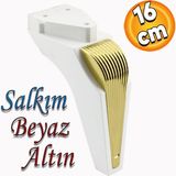 Badem10 Salkım Mobilya Oturma Grubu Kanepe Sehpa Tv Ünitesi Koltuk Ayağı Baza Ayakları Beyaz Altın 16 Cm