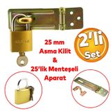Badem10 Sandık Kutu Askısı 25 Lik Menteşeli Kilit Aparatı Tosba Kilit 25 mm Asma Kilit 2'li Set