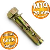 Badem10 Saplamalı Gömlek Çelik Dübel M10x70 mm Raf Montaj Bağlantı Zemin Monte Tavan Beton Asma Aparat