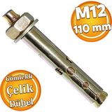 Badem10 Saplamalı Gömlek Çelik Dübel M12x110 mm Raf Montaj Bağlantı Zemin Monte Tavan Beton Asma Aparat