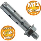 Badem10 Saplamalı Gömlek Çelik Dübel M12x90 mm Raf Montaj Bağlantı Zemin Monte Tavan Beton Asma Aparat