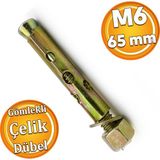 Badem10 Saplamalı Gömlek Çelik Dübel M6x65 mm Raf Montaj Bağlantı Zemin Monte Tavan Beton Asma Aparat