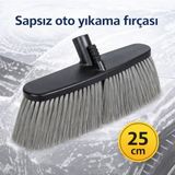 Badem10 Sapsız 25 cm Oto Yıkama Fırçası Araç Temizleme Yumuşak Kıl Yapılı Çizmez Detaylı Temizlik Fırçası - Gri