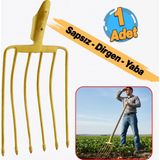 Badem10 Sapsız Metal 6 Parmak Pancar Yabası Balya Taşıma Karıştırma Dirgen Harman Sapları Yayma Aleti 1 Adet - Sarı