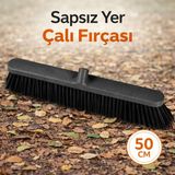 Badem10 Sapsız Plastik Çalı Fırçası 50 cm Dayanıklı Sert Kıllı Bahçe Temizlik Süpürgesi Ergonomik Tasarım - Gri