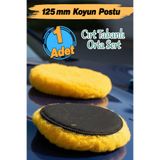 Badem10 Sarı Renk Orta Sert Koyun Kuzu Postu Pedi Ø 125 mm Pasta Cila Polisaj Cırt Tabanlı Yün