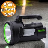 Badem10 Şarjlı Çok Fonksiyonlu Sarj Edilebilir Projektör Fener Led El Lambası Feneri 5W 4800 Mah Beyaz Işık