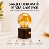 Badem10 Şarjlı Dekoratif Masa Lambası Abajur Sıcak Işık 3W LED Type-C Dimmer Kablosuz Gece Lambası 1200 Mah - Amber