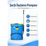 Badem10 Şarjlı İlaçlama Pompası 16 Lt Pulverizatör 12V 8Ah Güçlü Bahçe Tarla Tipi Elektrikli Sprey Makinesi