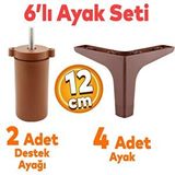 Badem10 Sedef 6'lı Set Mobilya TV Ünitesi Çekyat Koltuk Kanepe Destek Ayağı 12 cm Ahşap Desenli Baza Ayak
