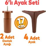 Badem10 Sedef 6'lı Set Mobilya Tv Ünitesi Çekyat Koltuk Kanepe Destek Yükseltici Ayağı 17 cm Ahşap Desenli Baza Ayakları