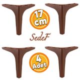 Badem10 Sedef Lüks 17 cm Ahşap Deseni Kahverengi 4 Adet Mobilya Kanepe Sehpa TV Ünitesi Koltuk Ayağı