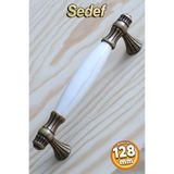 Badem10 Sedef (PREMİUM) Eskitme Antik Sarı 128 Mm Mobilya Mutfak Çekmece Dolap Dolabı Kulpu Kulbu Kulpları