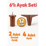 Badem10 Sedir 6'lı Set Mobilya Tv Ünitesi Çekyat Koltuk Kanepe Destek Baza 12 Cm Kahverengi 17 Ayakları