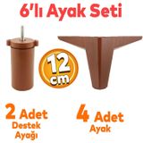 Badem10 Sedir 6'lı Set Mobilya TV Ünitesi Çekyat Koltuk Kanepe Destek Baza 12 cm Kahverengi Kanat 17 Ayak