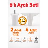 Badem10 Sedir 6'lı Set Mobilya Tv Ünitesi Çekyat Koltuk Kanepe Destek Baza Ayağı 12 Cm Beyaz 17 Ayakları