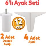 Badem10 Sedir 6'lı Set Mobilya Tv Ünitesi Çekyat Koltuk Kanepe Destek Baza Yükseltici Ayağı 12 cm Beyaz Kanat 17 Ayakları