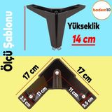 Badem10 Sedir Lüks 14 cm Siyah 4 Adet Baza Mobilya Kanepe Sehpa TV Ünitesi Koltuk Ayağı