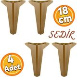 Badem10 Sedir Lüks Mobilya Kanepe Sehpa Tv Ünitesi Konsol Koltuk Ayağı Koyu Ceviz 18 cm Ayakları (4 Adet)