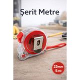 Badem10 Şeffaf Kilitli Şerit Metre 5 Metre 25 mm Dayanıklı Gövde Hassas Ölçüm Ev İş ve Profesyonel Kullanım