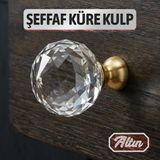 Badem10 Şeffaf Kristal Görünümlü Altın Saplı Düğme Kulp Çekmece Dolap Mobilyalar Için Lüks Görünümlü Kulp - Metal ve Kristal - Tek Vidalı