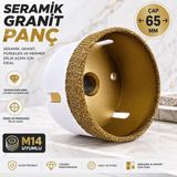 Badem10 Seramik Vakum Granit Panç 65 mm M14 Uyumlu Elmas Delme Ucu Porselen Fayans Mermer Kesici Delik Açma - Renkli