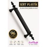 Badem10 (SERT PLASTİK) Polavit 96 Mm Siyah Mobilya Mutfak Çekmece Dolap Kapak Dolabı Kulpu Kulbu Kulpları