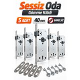 Badem10 Sessiz Gömme Kilit 5 Adet Set 40 mm Oda Kapısı Kilidi Barelsiz İç Kapı Kilidi Seti