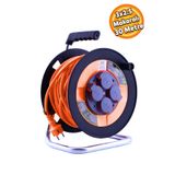 Badem10 Seyyar Ip44 Plastik Makaralı Kapaklı 4 Prizli Cca Uzatma Kablosu 3x2.5 Mm 30 Metre Termal Sigortalı