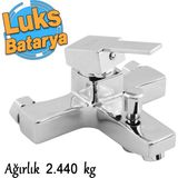Badem10 Side Mix Banyo Bataryası Duvar Tipli Lavabo Mutfak Duş Musluğu Batarya Sıcak Soğuk Çift Su Girişli - Krom