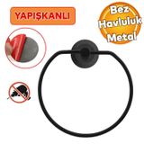 Badem10 Siyah Bez Havluluk Aparatı Yapışkanlı Lavabo Banyo Mutfak Standı Bez Havlu Askısı Paslanmaz Metal