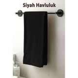 Badem10 Siyah Metal Uzun Havluluk 40 cm Duvara Monte Vidalı Lüks Banyo Havlu Askılığı Modern Mat Tasarım